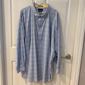 Paul Fredrick Blue and Yellow Plaid Men's Shirt